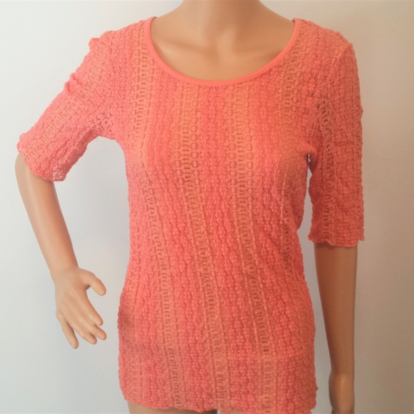BKE Tops - Sheer Coral BKE Short Sleeve Shirt Top
